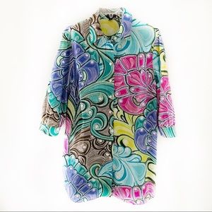 Dana Buchman Paisley 3/4 Sleeve Shirt Dress Size L